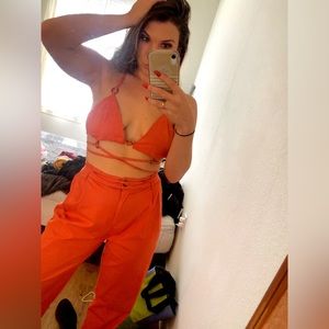ORANGE TWO PIECE SET - GREAT FOR FESTIVALS ~ Size Medium
